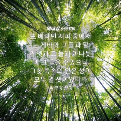 Picture 04 - 역대상 6:60 KOR - 또 베냐민 지파 중에서는 게바와 그 - Bible Verse Picture