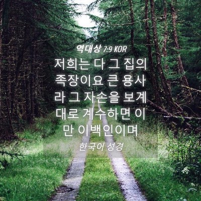 Picture 04 - 역대상 7:9 KOR - 저희는 다 그 집의 족장이요 큰 - Bible Verse Picture