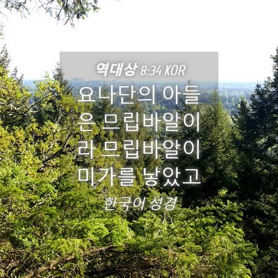 Picture 04 - 역대상 8:34 KOR - 요나단의 아들은 므립바알이라 - Bible Verse Picture