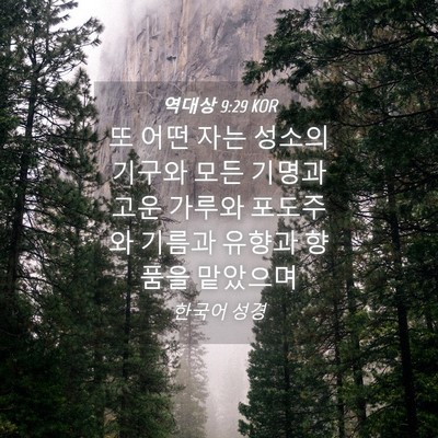 Picture 04 - 역대상 9:29 KOR - 또 어떤 자는 성소의 기구와 모든 - Bible Verse Picture