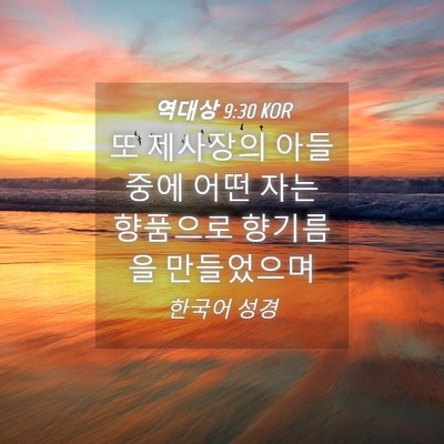 Picture 04 - 역대상 9:30 KOR - 또 제사장의 아들 중에 어떤 자는 - Bible Verse Picture