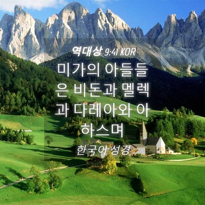 Picture 04 - 역대상 9:41 KOR - 미가의 아들들은 비돈과 멜렉과 - Bible Verse Picture
