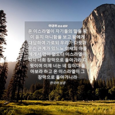 Picture 04 - 역대하 10:16 KOR - 온 이스라엘이 자기들의 말을 왕이 - Bible Verse Picture