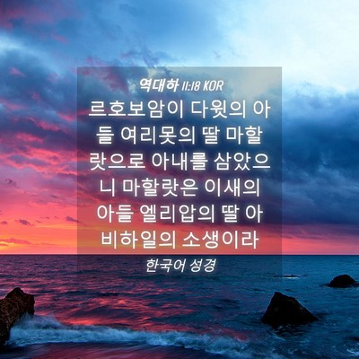 Picture 04 - 역대하 11:18 KOR - 르호보암이 다윗의 아들 여리못의 딸 - Bible Verse Picture
