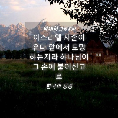 Picture 04 - 역대하 13:16 KOR - 이스라엘 자손이 유다 앞에서 - Bible Verse Picture
