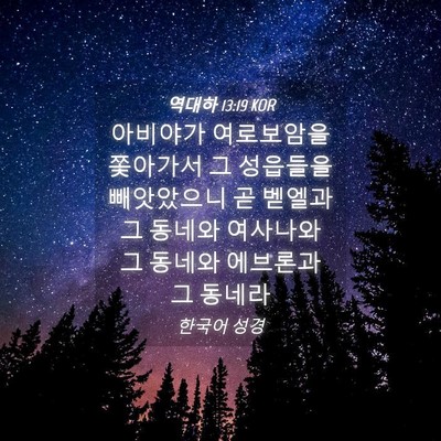 Picture 04 - 역대하 13:19 KOR - 아비야가 여로보암을 쫓아가서 그 - Bible Verse Picture