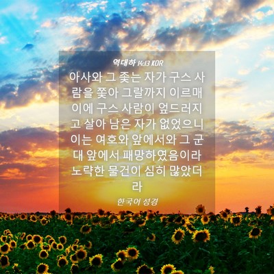 Picture 04 - 역대하 14:13 KOR - 아사와 그 좇는 자가 구스 사람을 - Bible Verse Picture