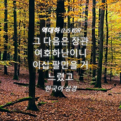Picture 04 - 역대하 17:15 KOR - 그 다음은 장관 여호하난이니 이십 - Bible Verse Picture