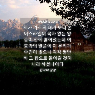 Picture 04 - 역대하 18:16 KOR - 저가 가로되 내가 보니 온 - Bible Verse Picture
