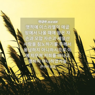 Picture 04 - 역대하 20:10 KOR - 옛적에 이스라엘이 애굽 땅에서 나올 - Bible Verse Picture