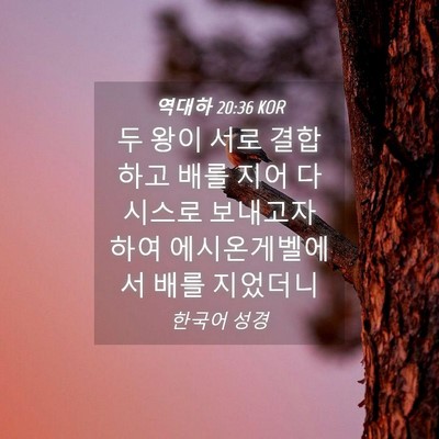 Picture 04 - 역대하 20:36 KOR - 두 왕이 서로 결합하고 배를 지어 - Bible Verse Picture