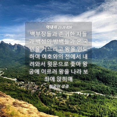 Picture 04 - 역대하 23:20 KOR - 백부장들과 존귀한 자들과 백성의 - Bible Verse Picture