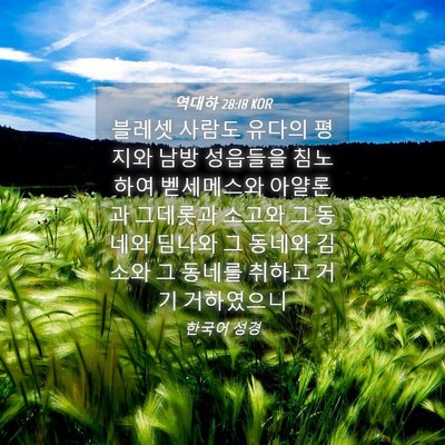 Picture 04 - 역대하 28:18 KOR - 블레셋 사람도 유다의 평지와 남방 - Bible Verse Picture