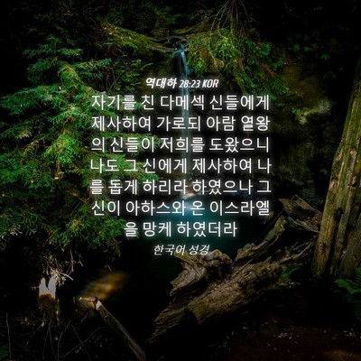 Picture 04 - 역대하 28:23 KOR - 자기를 친 다메섹 신들에게 제사하여 - Bible Verse Picture