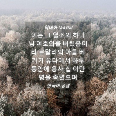 Picture 04 - 역대하 28:6 KOR - 이는 그 열조의 하나님 여호와를 - Bible Verse Picture