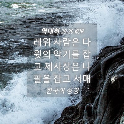 Picture 04 - 역대하 29:26 KOR - 레위 사람은 다윗의 악기를 잡고 - Bible Verse Picture
