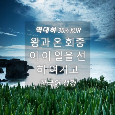 Picture 04 - 역대하 30:4 KOR - 왕과 온 회중이 이 일을 선히 - Bible Verse Picture