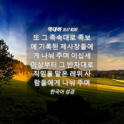Picture 04 - 역대하 31:17 KOR - 또 그 족속대로 족보에 기록된 - Bible Verse Picture