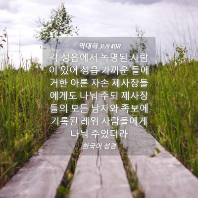 Picture 04 - 역대하 31:19 KOR - 각 성읍에서 녹명된 사람이 있어 - Bible Verse Picture