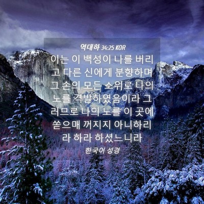 Picture 04 - 역대하 34:25 KOR - 이는 이 백성이 나를 버리고 다른 - Bible Verse Picture