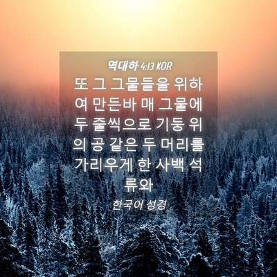 Picture 04 - 역대하 4:13 KOR - 또 그 그물들을 위하여 만든바 매 - Bible Verse Picture