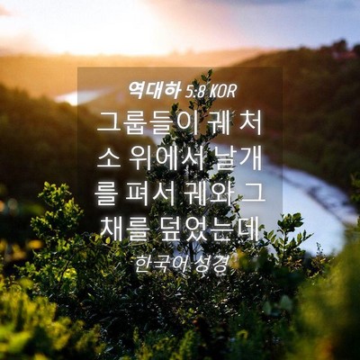 Picture 04 - 역대하 5:8 KOR - 그룹들이 궤 처소 위에서 날개를 - Bible Verse Picture