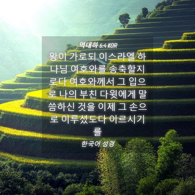 Picture 04 - 역대하 6:4 KOR - 왕이 가로되 이스라엘 하나님 - Bible Verse Picture