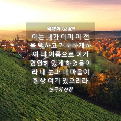Picture 04 - 역대하 7:16 KOR - 이는 내가 이미 이 전을 택하고 - Bible Verse Picture