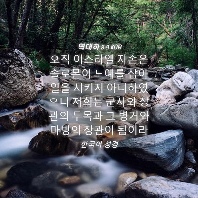Picture 04 - 역대하 8:9 KOR - 오직 이스라엘 자손은 솔로몬이 - Bible Verse Picture