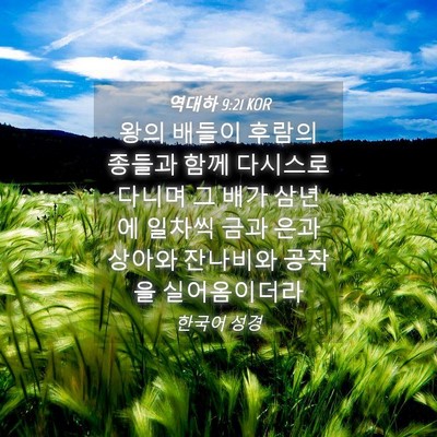 Picture 04 - 역대하 9:21 KOR - 왕의 배들이 후람의 종들과 함께 - Bible Verse Picture