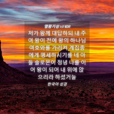 Picture 04 - 열왕기상 1:17 KOR - 저가 왕께 대답하되 내 주여 왕이 - Bible Verse Picture