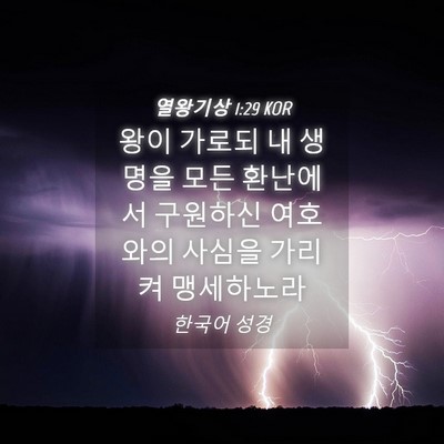 Picture 04 - 열왕기상 1:29 KOR - 왕이 가로되 내 생명을 모든 - Bible Verse Picture