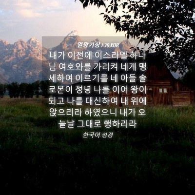 Picture 04 - 열왕기상 1:30 KOR - 내가 이전에 이스라엘 하나님 - Bible Verse Picture