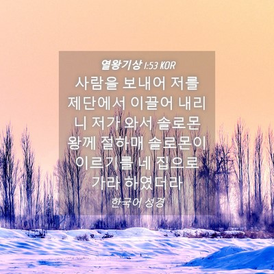 Picture 04 - 열왕기상 1:53 KOR - 사람을 보내어 저를 제단에서 이끌어 - Bible Verse Picture