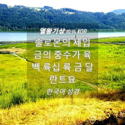 Picture 04 - 열왕기상 10:14 KOR - 솔로몬의 세입금의 중수가 육백 륙십 - Bible Verse Picture