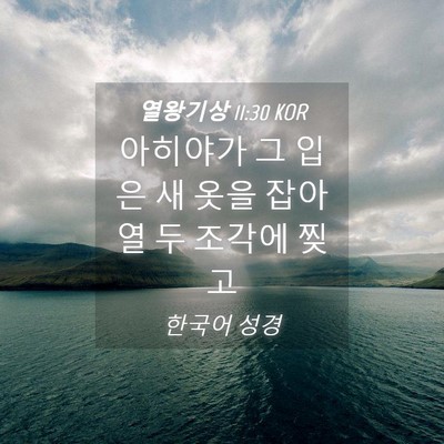 Picture 04 - 열왕기상 11:30 KOR - 아히야가 그 입은 새 옷을 잡아 열 두 - Bible Verse Picture