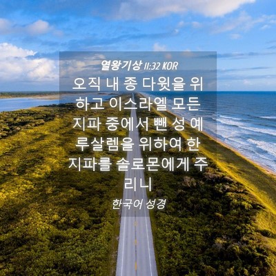 Picture 04 - 열왕기상 11:32 KOR - 오직 내 종 다윗을 위하고 이스라엘 - Bible Verse Picture
