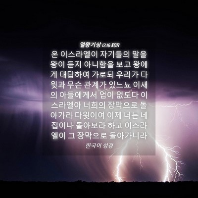 Picture 04 - 열왕기상 12:16 KOR - 온 이스라엘이 자기들의 말을 왕이 - Bible Verse Picture