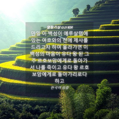 Picture 04 - 열왕기상 12:27 KOR - 만일 이 백성이 예루살렘에 있는 - Bible Verse Picture