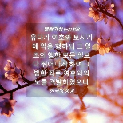 Picture 04 - 열왕기상 14:22 KOR - 유다가 여호와 보시기에 악을 행하되 - Bible Verse Picture