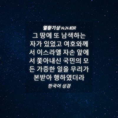 Picture 04 - 열왕기상 14:24 KOR - 그 땅에 또 남색하는 자가 있었고 - Bible Verse Picture
