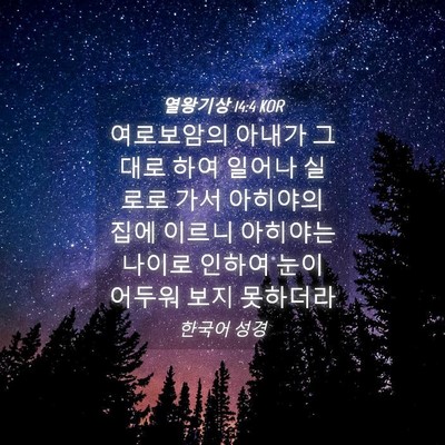 Picture 04 - 열왕기상 14:4 KOR - 여로보암의 아내가 그대로 하여 - Bible Verse Picture
