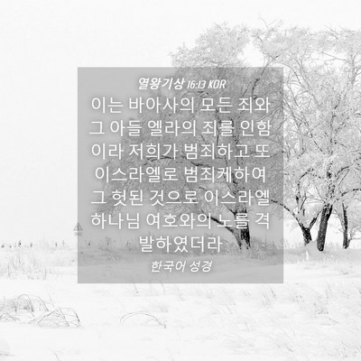 Picture 04 - 열왕기상 16:13 KOR - 이는 바아사의 모든 죄와 그 아들 - Bible Verse Picture