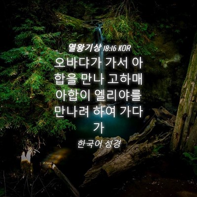 Picture 04 - 열왕기상 18:16 KOR - 오바댜가 가서 아합을 만나 고하매 - Bible Verse Picture