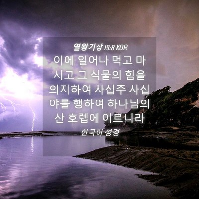 Picture 04 - 열왕기상 19:8 KOR - 이에 일어나 먹고 마시고 그 식물의 - Bible Verse Picture
