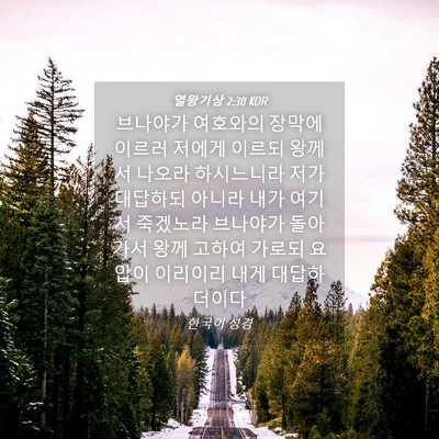 Picture 04 - 열왕기상 2:30 KOR - 브나야가 여호와의 장막에 이르러 - Bible Verse Picture