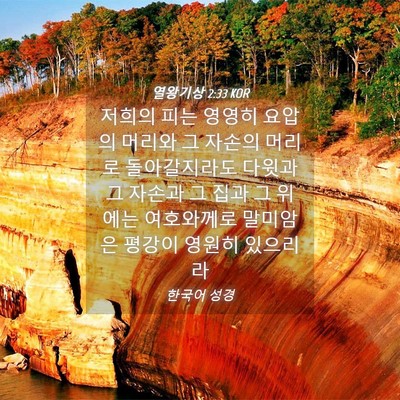 Picture 04 - 열왕기상 2:33 KOR - 저희의 피는 영영히 요압의 머리와 - Bible Verse Picture