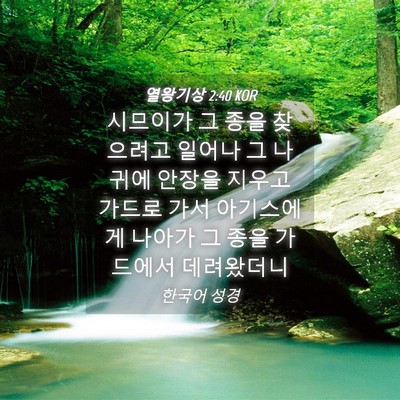 Picture 04 - 열왕기상 2:40 KOR - 시므이가 그 종을 찾으려고 일어나 - Bible Verse Picture