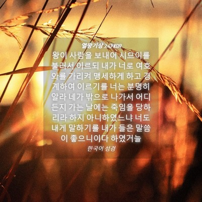 Picture 04 - 열왕기상 2:42 KOR - 왕이 사람을 보내어 시므이를 불러서 - Bible Verse Picture