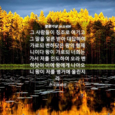 Picture 04 - 열왕기상 20:33 KOR - 그 사람들이 징조로 여기고 그 말을 - Bible Verse Picture
